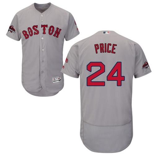 Red Sox #24 David Price Grey Flexbase Authentic Collection 2018 World Series Champions Stitched MLB Jersey