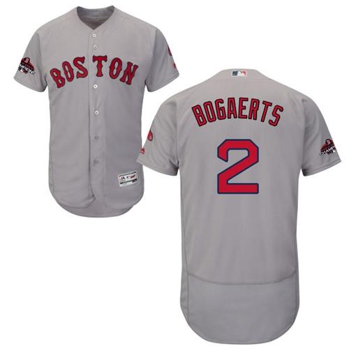 Red Sox #2 Xander Bogaerts Grey Flexbase Authentic Collection 2018 World Series Champions Stitched MLB Jersey