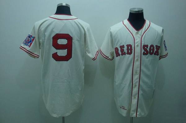 Mitchell and Ness 1939 Red Sox #9 Ted Williams Stitched Cream Throwback MLB Jersey