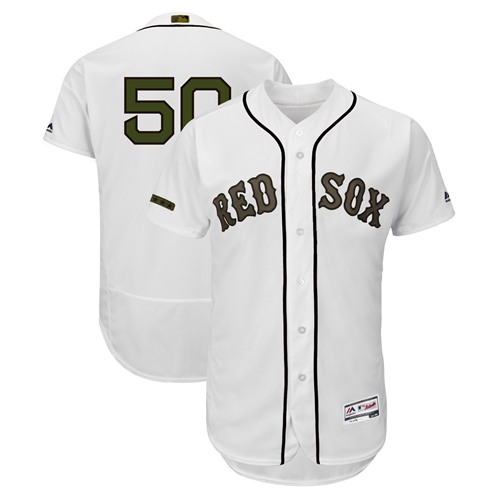 Red Sox #50 Mookie Betts White Flexbase Authentic Collection 2018 Memorial Day Stitched MLB Jersey