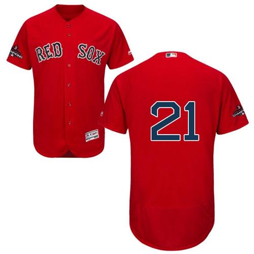 Red Sox #21 Roger Clemens Red Flexbase Authentic Collection 2018 World Series Champions Stitched MLB Jersey