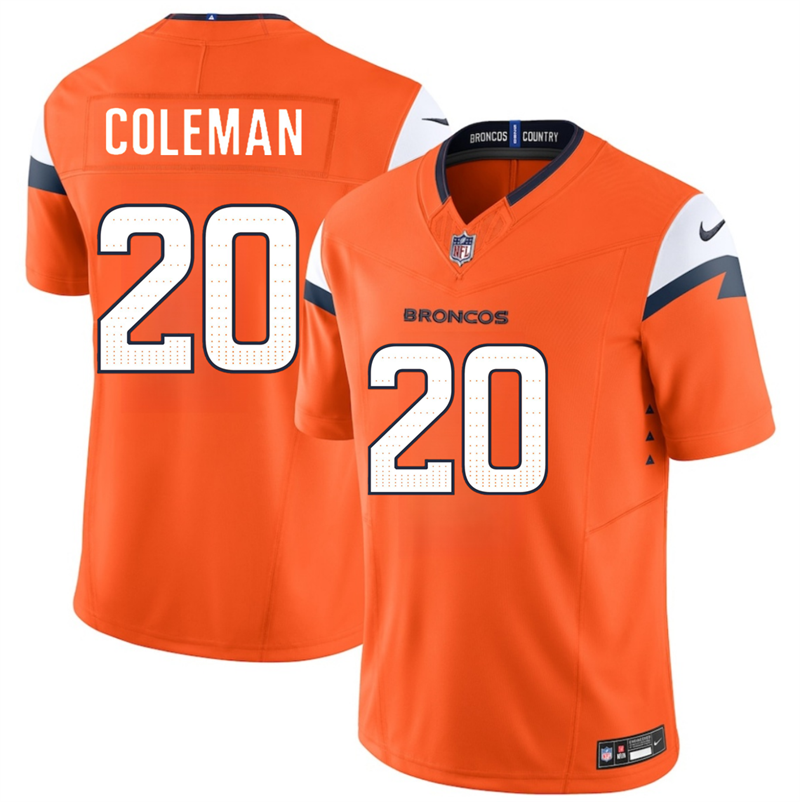 Men's Denver Broncos #20 Jonah Coleman Orange 2026 Draft F.U.S.E. Vapor Limited Stitched Football Jersey