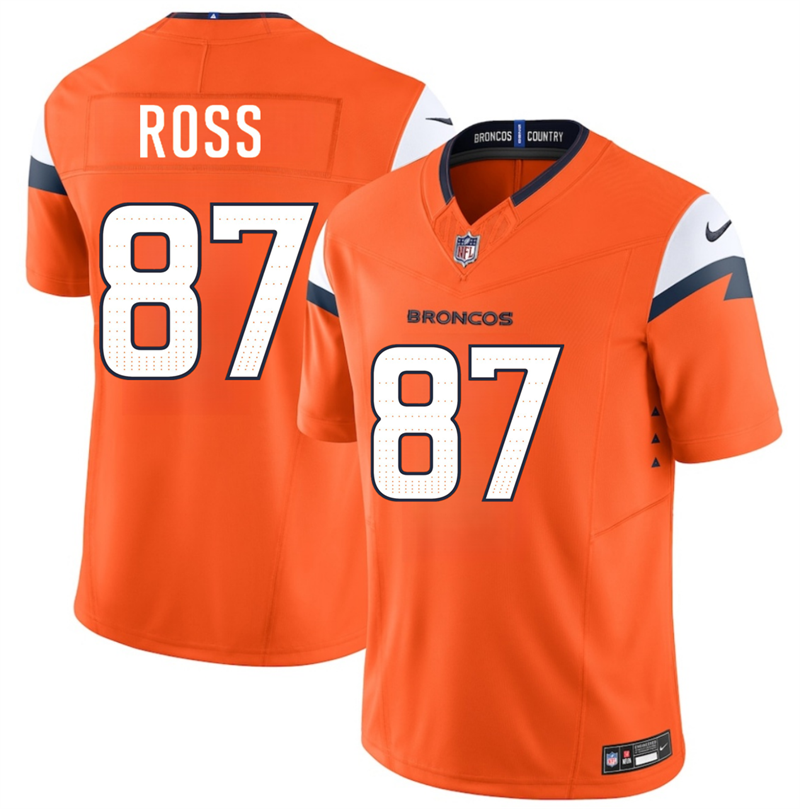 Men's Denver Broncos #87 Cam Ross Orange 2026 Draft F.U.S.E. Vapor Limited Stitched Football Jersey