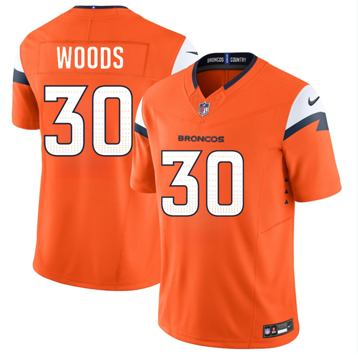 Men's Denver Broncos #30 Mike Woods Orange 2026 F.U.S.E. Vapor Limited Stitched Football Jersey