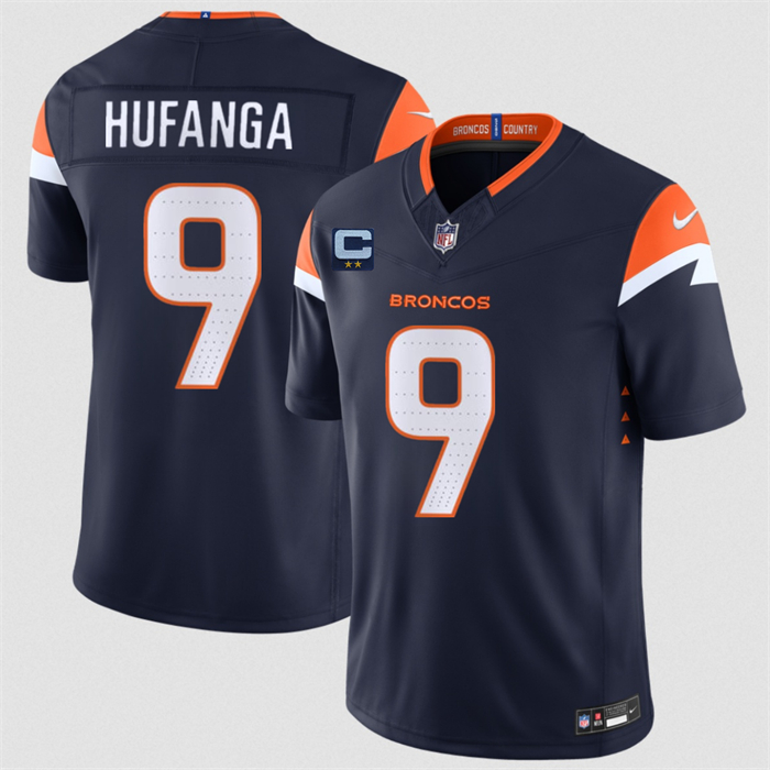 Men's Denver Broncos #9 Talanoa Hufanga Navy 2025 F.U.S.E. With 2-Star C Patch Vapor Limited Stitched Football Jersey