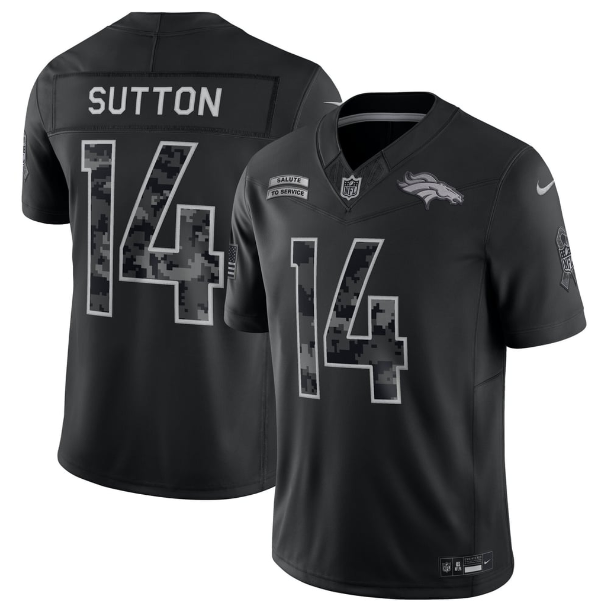 Men's Denver Broncos #14 Courtland Sutton Black F.U.S.E. 2026 Salute to Service Limited Stitched Football Jersey
