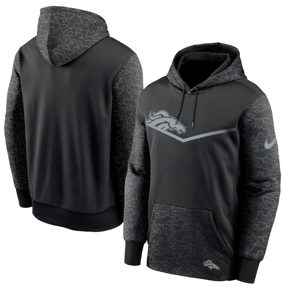 Men's Denver Broncos Black Reflective Therma Hoodie