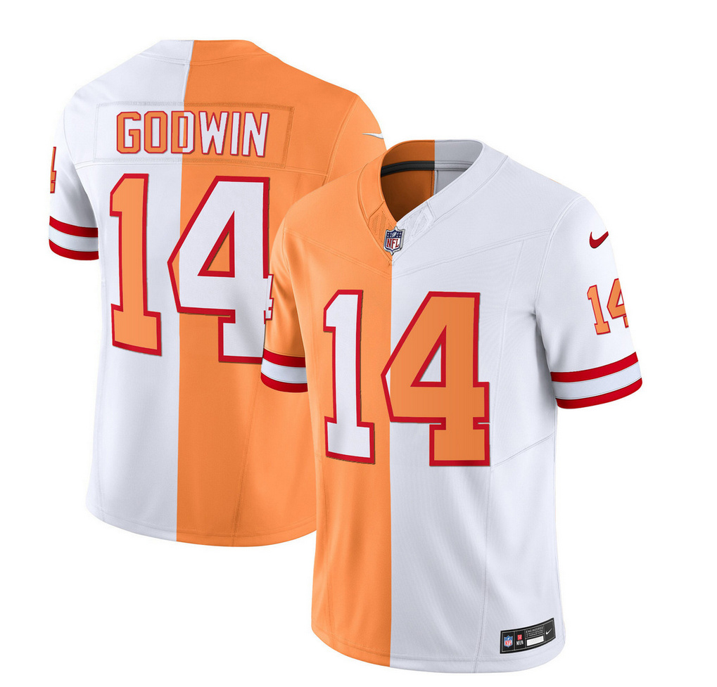 Men's Tampa Bay Buccaneers #14 Chris Godwin 2023 F.U.S.E. White/Gold Split Throwback Limited Stitched Jersey