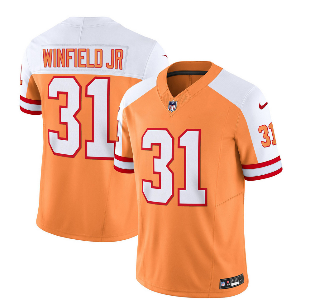 Men's Tampa Bay Buccaneers #31 Antoine Winfield Jr. 2023 F.U.S.E. White/Gold Throwback Limited Stitched Jersey