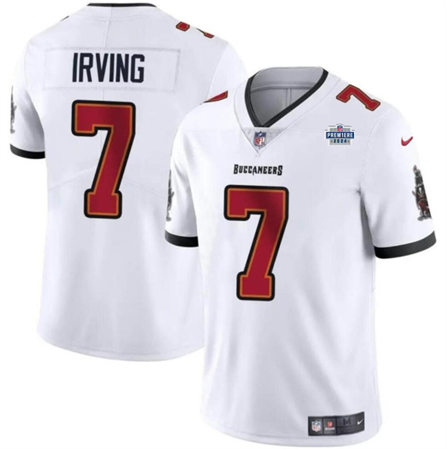 Men's Tampa Bay Buccaneers #7 Bucky Irving White With Draft Patch Vapor Limited Stitched Jersey