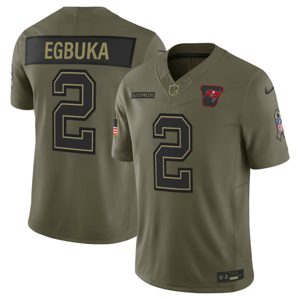 Men's Tampa Bay Buccaneers #2 Emeka Egbuka Olive 2025 F.U.S.E. Salute to Service Limited Stitched Football Jersey