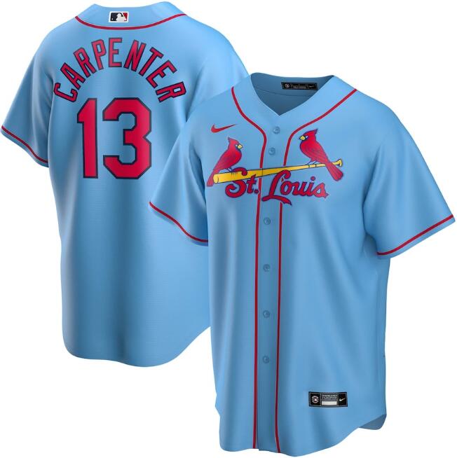 Men's St. Louis Cardinals #13 Matt Carpenter Blue MLB Cool Base Stitched Jersey