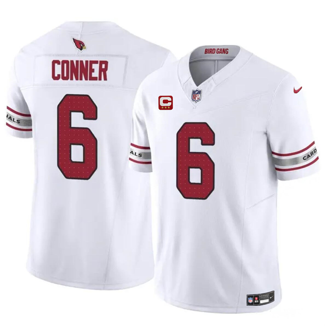 Men's Arizona Cardinals #6 James Conner White 2024 F.U.S.E. With 3-Star C Patch Vapor Untouchable Limited Stitched Football Jersey