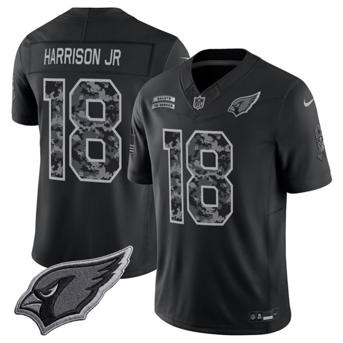 Men's Arizona Cardinals #18 Marvin Harrison Jr. Black F.U.S.E. 2026 Salute to Service Limited Stitched Football Jersey