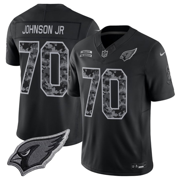 Men's Arizona Cardinals #70 Paris Johnson Jr. Black F.U.S.E. 2026 Salute to Service Limited Stitched Football Jersey
