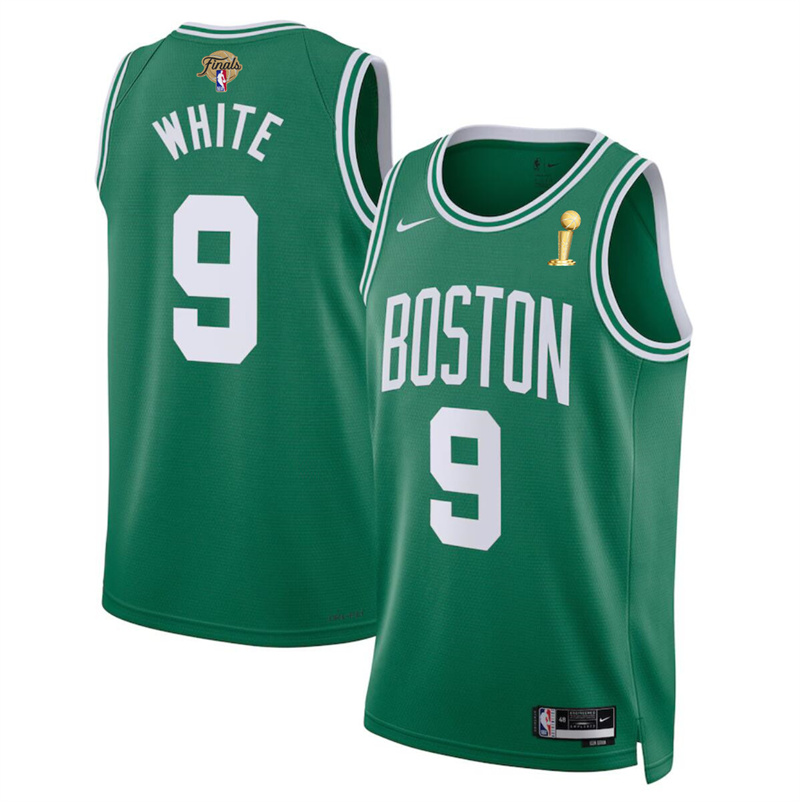 Men's Boston Celtics #9 Derrick White Kelly Green 2024 Finals Champions Icon Edition Stitched Basketball Jersey