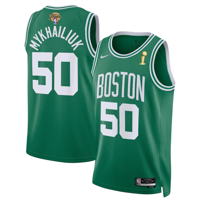 Men's Boston Celtics #50 Svi Mykhailiuk Kelly Green 2024 Finals Champions Icon Edition Stitched Basketball Jersey