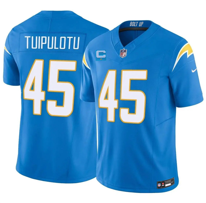 Men's Los Angeles Chargers #45 Tuli Tuipulotu Blue 2026 F.U.S.E. 1-Star C Patch Vapor Limited Stitched Football Jersey