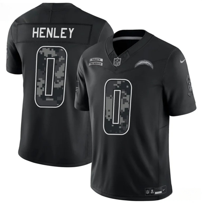 Men's Los Angeles Chargers #0 Daiyan Henley Black F.U.S.E. 2026 Salute to Service Limited Stitched Football Jersey