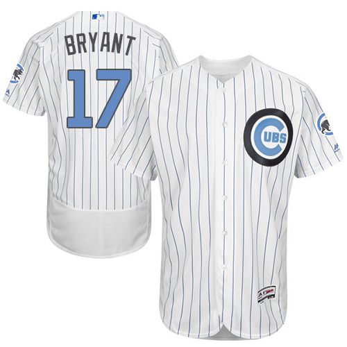 Cubs #17 Kris Bryant White(Blue Strip) Flexbase Authentic Collection Father's Day Stitched MLB Jersey Cubs #17 Kris Bryant White(Blue Strip) Flexbase Authentic Collection Father's Day Stitched MLB Jersey