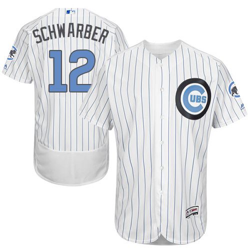 Cubs #12 Kyle Schwarber White(Blue Strip) Flexbase Authentic Collection Father's Day Stitched MLB Jersey Cubs #12 Kyle Schwarber White(Blue Strip) Flexbase Authentic Collection Father's Day Stitched MLB Jersey