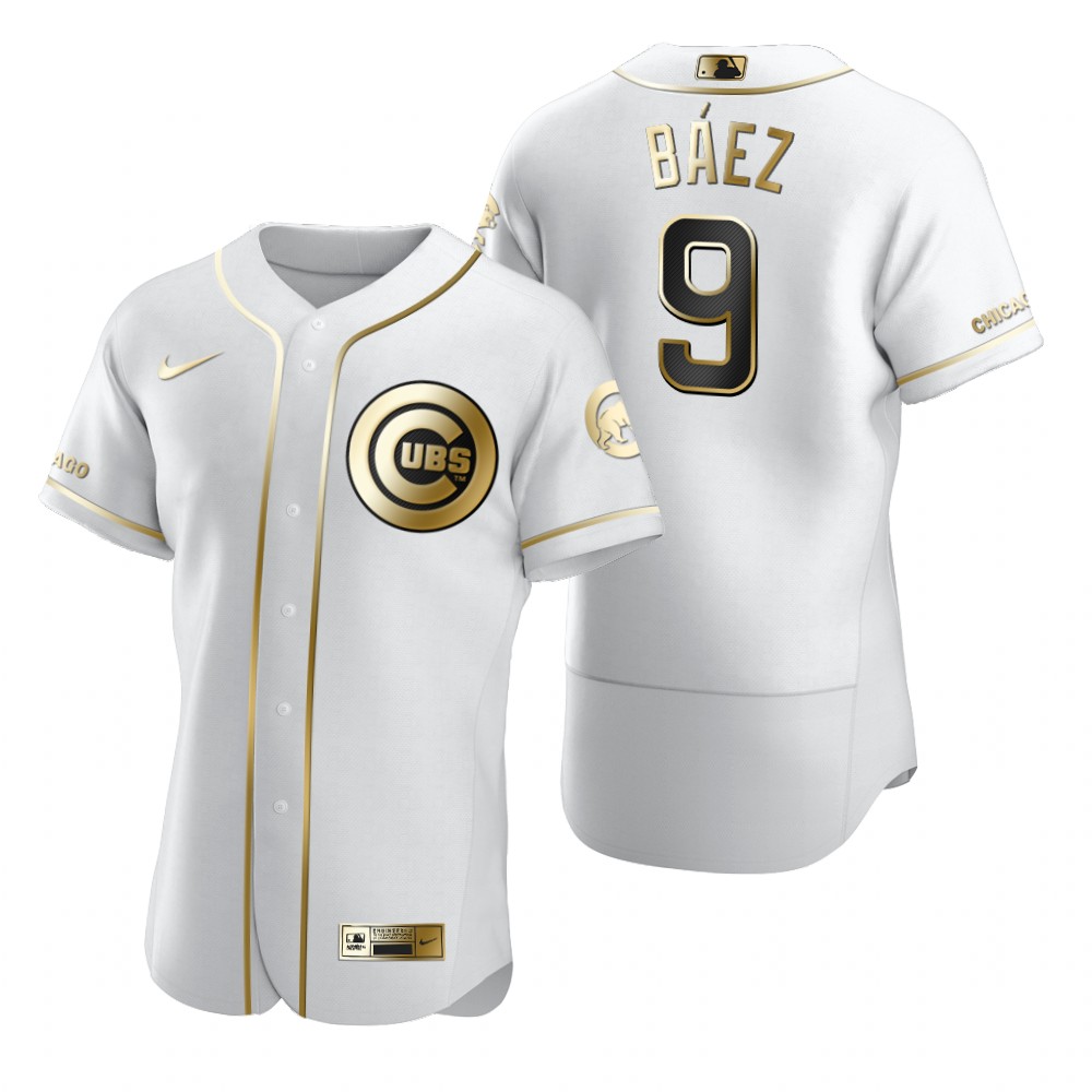 Chicago Cubs #9 Javier Baez White Nike Men's Authentic Golden Edition MLB Jersey Chicago Cubs #9 Javier Baez White Nike Men's Authentic Golden Edition MLB Jersey