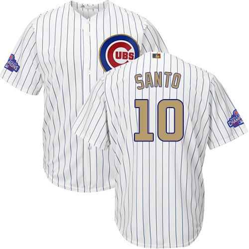 Cubs #10 Ron Santo White(Blue Strip) 2017 Gold Program Cool Base Stitched MLB Jersey Cubs #10 Ron Santo White(Blue Strip) 2017 Gold Program Cool Base Stitched MLB Jersey
