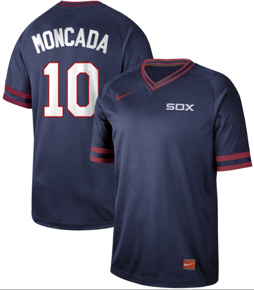 Nike White Sox #10 Yoan Moncada Navy Authentic Cooperstown Collection Stitched MLB Jerseys