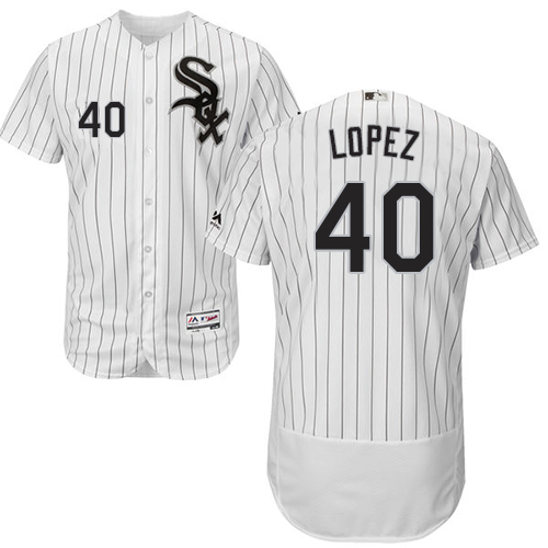 White Sox #40 Reynaldo Lopez White(Black Strip) Flexbase Authentic Collection Stitched MLB Jersey