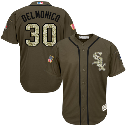 White Sox #30 Nicky Delmonico Green Salute to Service Stitched MLB Jersey