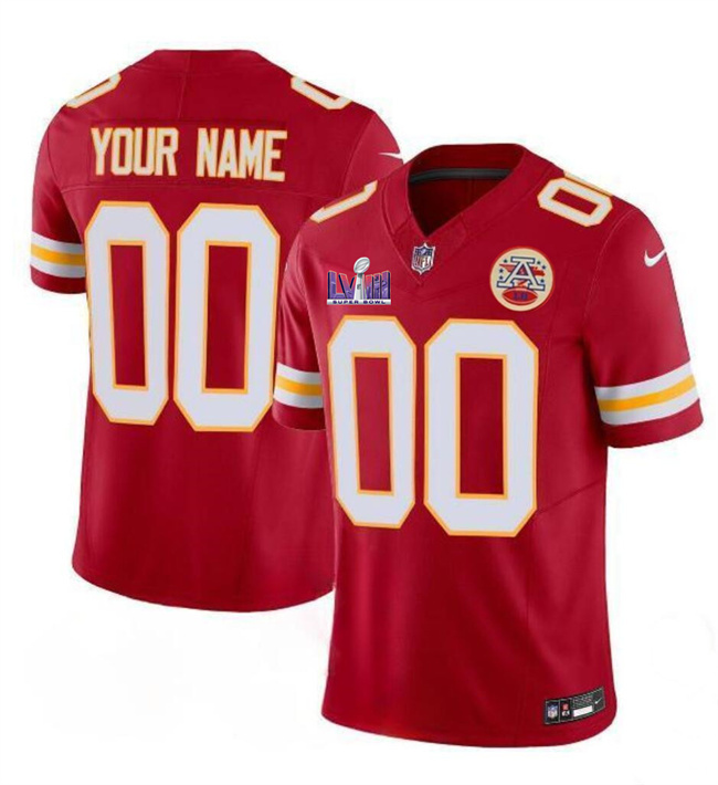 Men’s Kansas City Chiefs Active Player Custom Red F.U.S.E. Super Bowl LVIII Patch Vapor Untouchable Limited Stitched Football Jersey