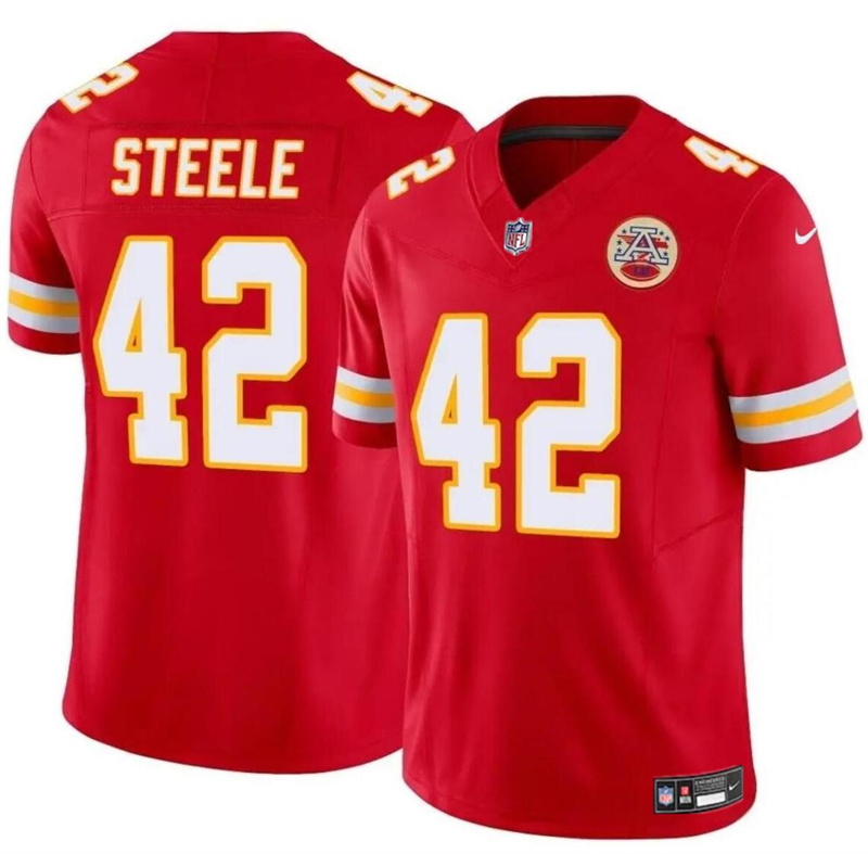 Men’s Kansas City Chiefs #42 Carson Steele Red 2023 F.U.S.E Vapor Untouchable Limited Stitched Football Jersey