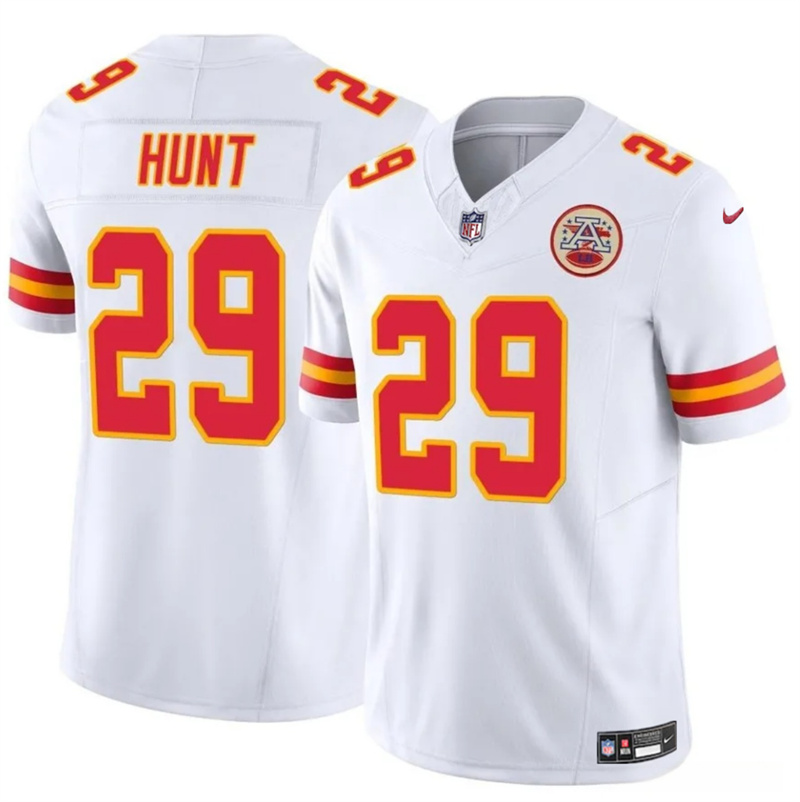 Men’s Kansas City Chiefs #29 Kareem Hunt White 2024 F.U.S.E Vapor Untouchable Limited Stitched Football Jersey Men’s Kansas City Chiefs #29 Kareem Hunt White 2024 F.U.S.E Vapor Untouchable Limited Stitched Football Jersey