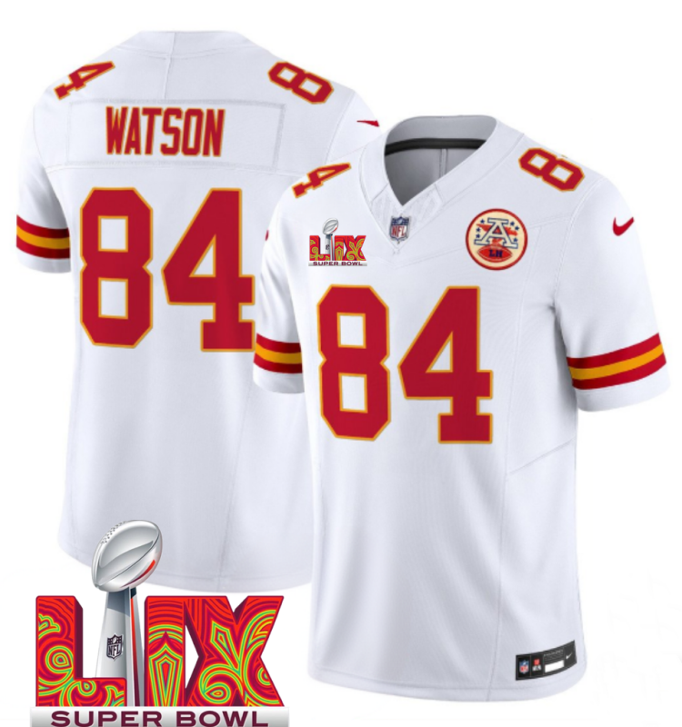 Men's Kansas City Chiefs #84 Justin Watson White F.U.S.E. 24/25 Super Bowl LIX Vapor Untouchable Limited Stitched Football Jersey