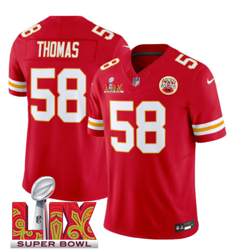 Men's Kansas City Chiefs #58 Derrick Thomas Red F.U.S.E. 24/25 Super Bowl LIX Vapor Untouchable Limited Stitched Football Jersey