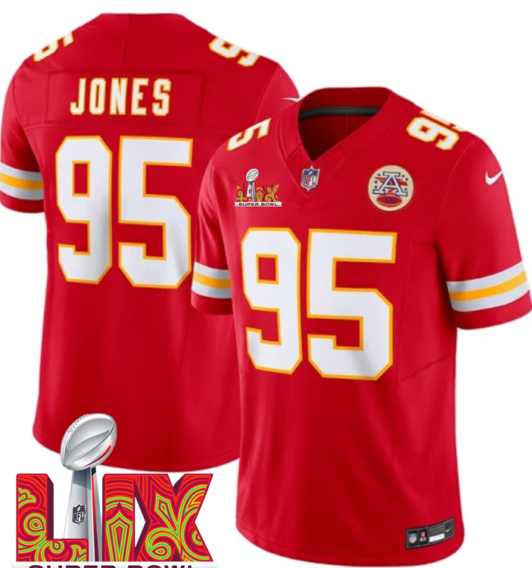 Men's Kansas City Chiefs #95 Chris Jones Red F.U.S.E. 24/25 Super Bowl LIX Vapor Untouchable Limited Stitched Football Jersey