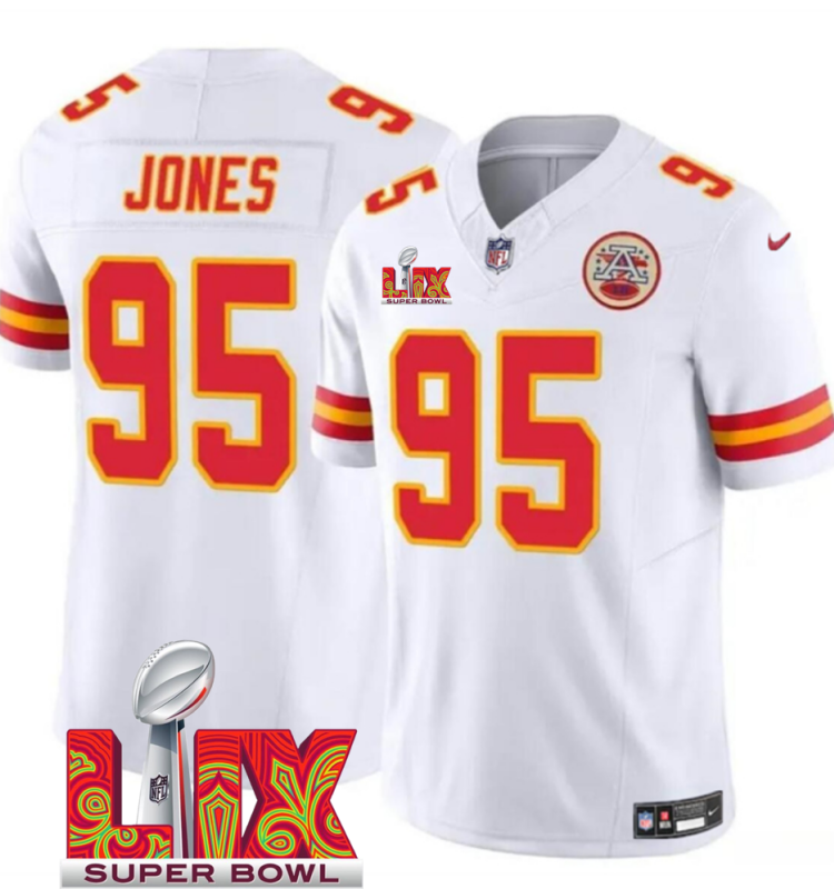 Men's Kansas City Chiefs #95 Chris Jones White F.U.S.E. 24/25 Super Bowl LIX Vapor Untouchable Limited Stitched Football Jersey