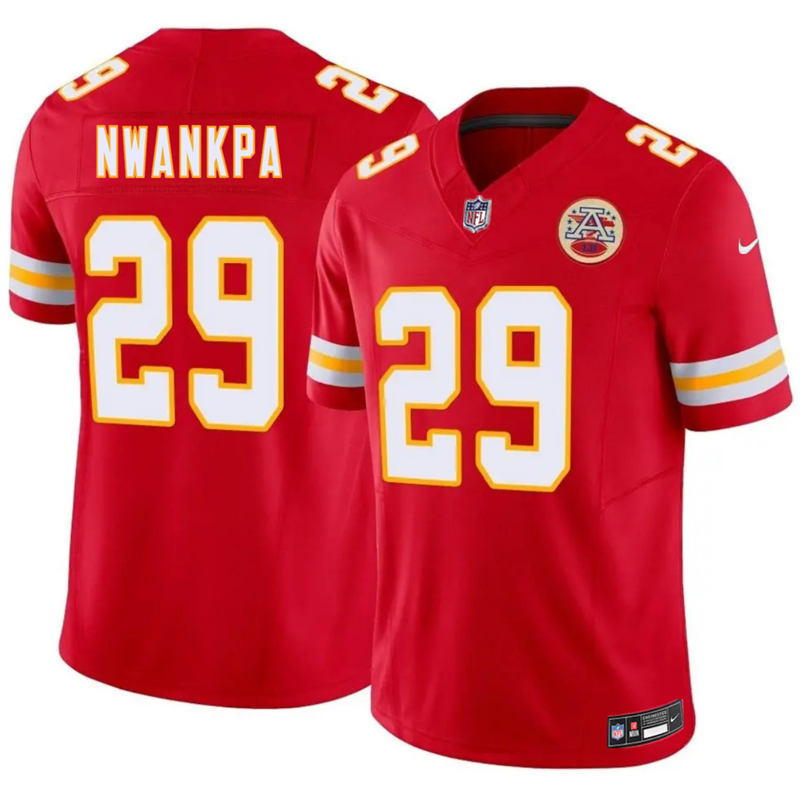Men’s Kansas City Chiefs #29 Xavier Nwankpa Red 2026 Draft F.U.S.E. Vapor Untouchable Limited Stitched Football Jersey