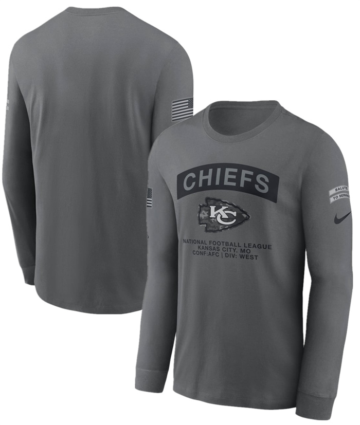 Men's Kansas City Chiefs Gray 2026 Salute to Service Long Sleeve T-Shirt