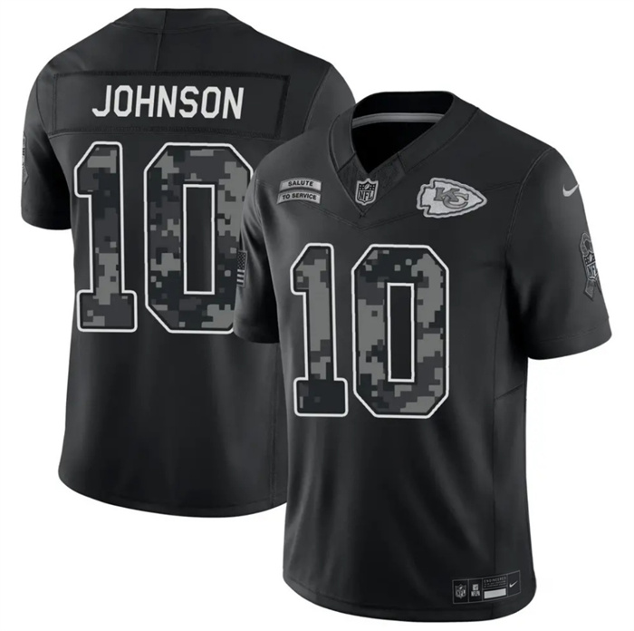 Men's Kansas City Chiefs #10 Emmett Johnson Black F.U.S.E. 2026 Salute to Service Limited Stitched Football Jersey
