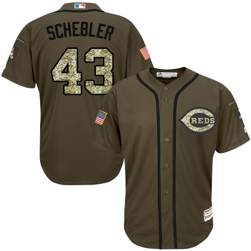 Reds #43 Scott Schebler Green Salute to Service Stitched MLB Jersey