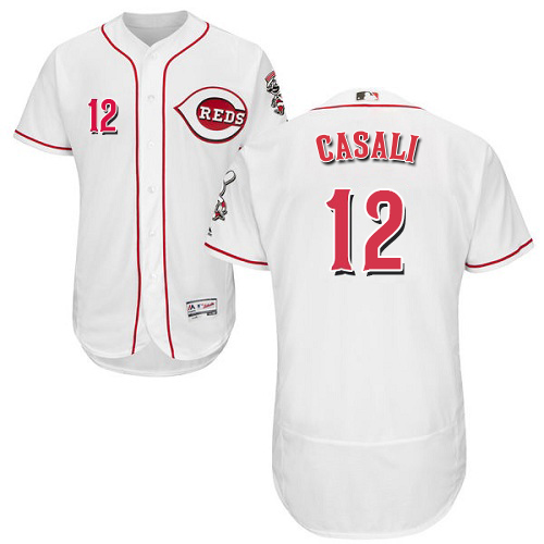 Reds #12 Curt Casali White Flexbase Authentic Collection Stitched MLB Jersey