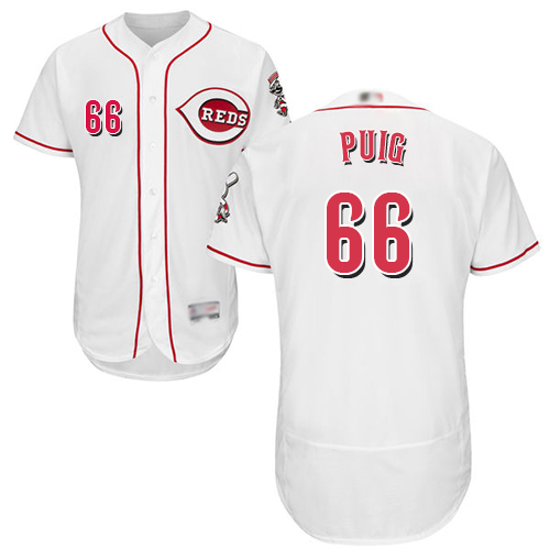 Reds #66 Yasiel Puig White Flexbase Authentic Collection Stitched MLB Jersey