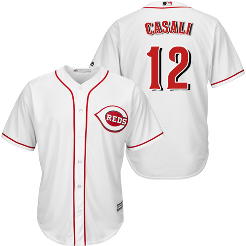 Reds #12 Curt Casali White New Cool Base Stitched MLB Jersey