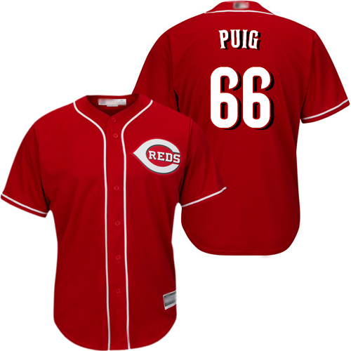 Reds #66 Yasiel Puig Red New Cool Base Stitched MLB Jersey