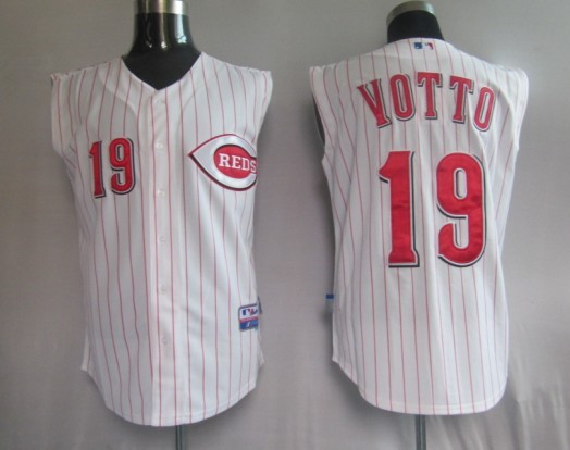 Reds #19 Joey Votto White Vest Style Stitched MLB Jersey