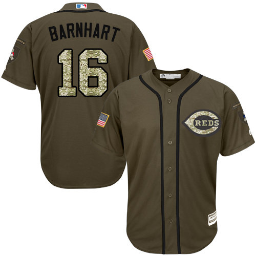 Reds #16 Tucker Barnhart Green Salute to Service Stitched MLB Jersey