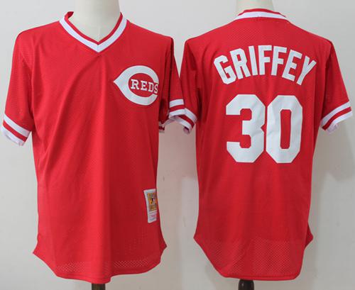 Mitchell And Ness Reds #30 Ken Griffey Red Throwback Stitched MLB Jersey