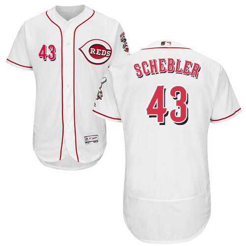 Reds #43 Scott Schebler White Flexbase Authentic Collection Stitched MLB Jersey