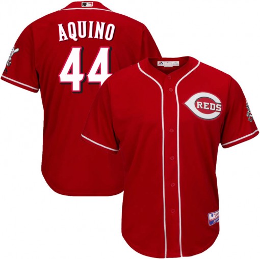Men's Reds #44 Aristides Aquino Majestic Scarlet Alternate Official Cool Base Player Jersey